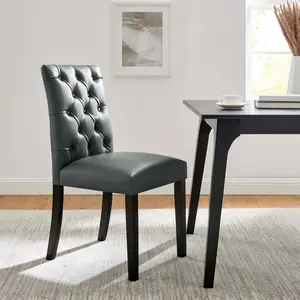 Modway Duchess Button Tufted Vegan Leather Dining Chair in Gray