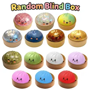 14pcs Blind Box 2026 New Glitter Dumpling Squishy with Steamer Box, Soft Sensory Fidget Steamed Bun Squeeze Toy for Adult Stress & Anxiety Relief