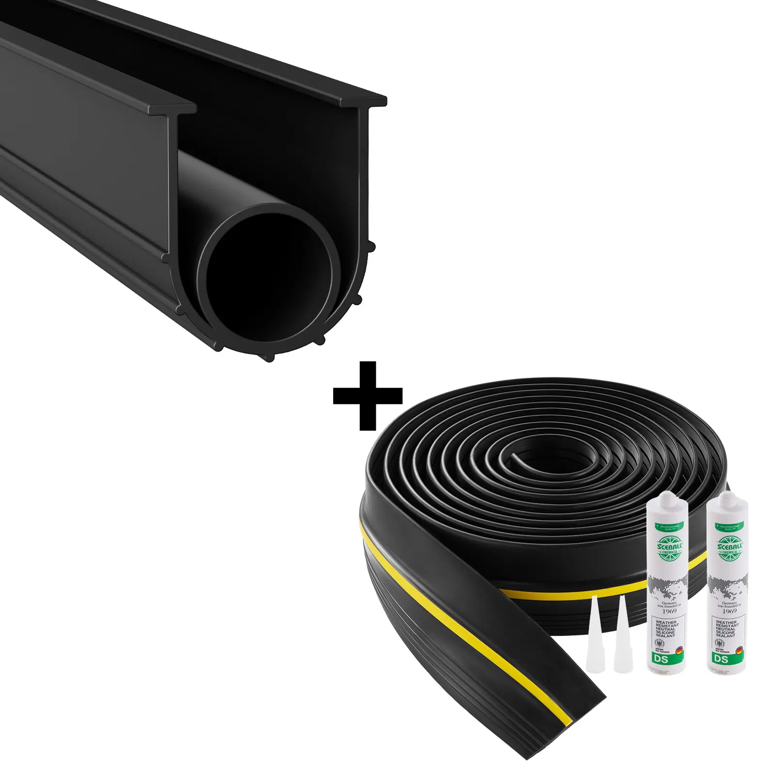【DealsForYouDays】VEVOR Garage Door Threshold and Bottom Seals Kit, 20 FT U Shape+O Ring Universal Garage Door Bottom Seal Weatherstrip PVC, Combine with Weatherproof Garage Threshold Seal Strip with Adhesive, Black