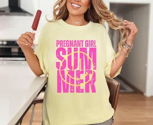 Comfort Colors®Pregnant Girl Summer Shirtbeach Maternity Teesummer Pregnancy Shirtfirst Time Mom Giftexpecting Mom Giftpregnant Friends