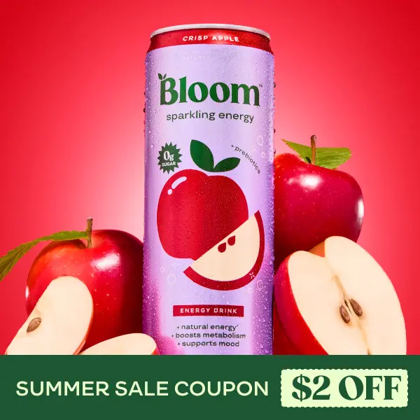 Bloom Sparkling Energy Drink - Natural Caffeine, Zero Sugar, 180mg Caffeine - Antioxidant-Rich with Green Coffee Bean, Green Tea Extract, Prebiotics, 12oz 12 Pack