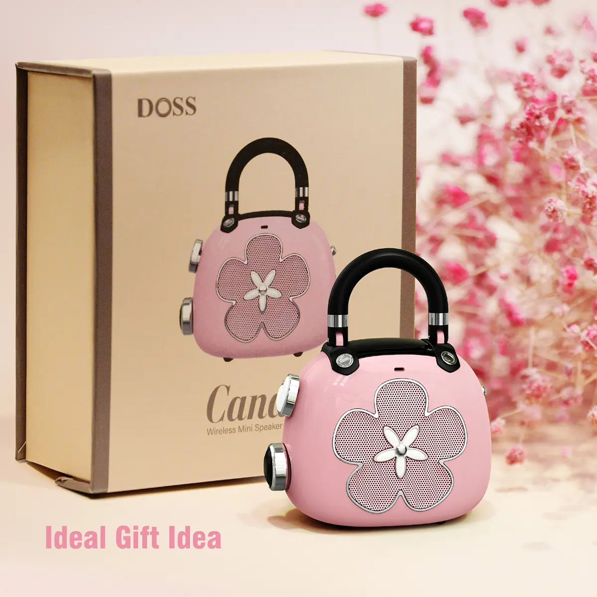 DOSS Candy Retro Bluetooth Speaker - 5W Full-Range Driver, Blush Pink, Lightweight Rechargeable Portable Wireless Outdoor Speaker, Tech Gadget Mini Gift for Women, Fathers Day/Mothers Day Present, Mini Gifts, Portable Speakers