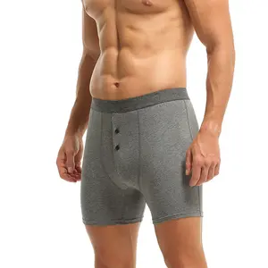5 Pack Men's Cotton Long Leg Boxer Briefs with Fly Big and Tall Plus Size Extra Soft Breathable Moisture Wicking Comfort Stretch Underwear for Husky Dads Active Men Daily Work Home and Lounging outdoorfun