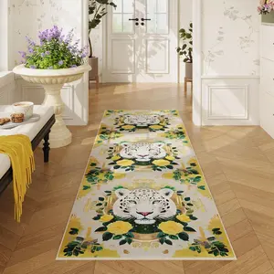 Leopard & Floral Pattern Runner Rug, 1 Count Non-slip Soft Floor Mat, Decorative Carpet for Home Living Room Bedroom Kitchen Study Room