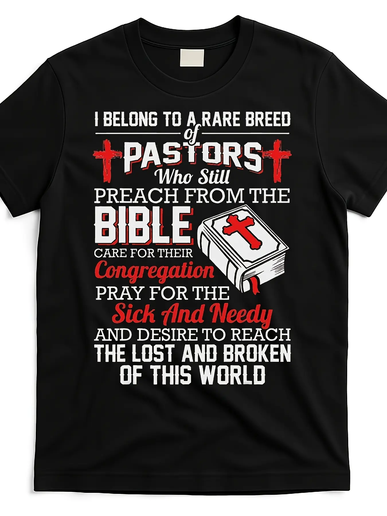 Men'S Christian Pastor Graphic Tee Made of 100, We unisex soft cotton short sleeve t shirt, vintage graphic casual tee for men women teens, perfect birthday holiday gift for camping travel gym daily street  wear