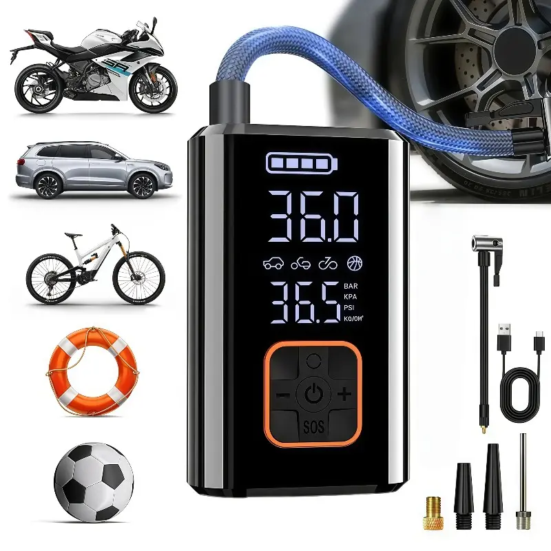 150PSI Portable Wireless Air Compressor Tire Inflation Pump, Automotive Tire Inflator, Tire Inflation Tool - Equipped with Digital Pressure Gauge, Emergency LED Light, Suitable for Cars, Motorcycles, Bicycles, Balls
