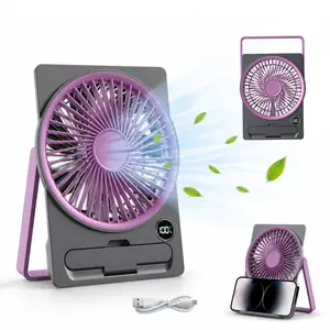 Portable Desktop Fan   Rechargeable Card FanLED Display ,100 Speeds Ultra+ 【Level 1 Natural Breeze】 -Quiet Brushless Motor, Emergency Power Bank Function, Small Personal Cooling Fan for Office, Travel, Home