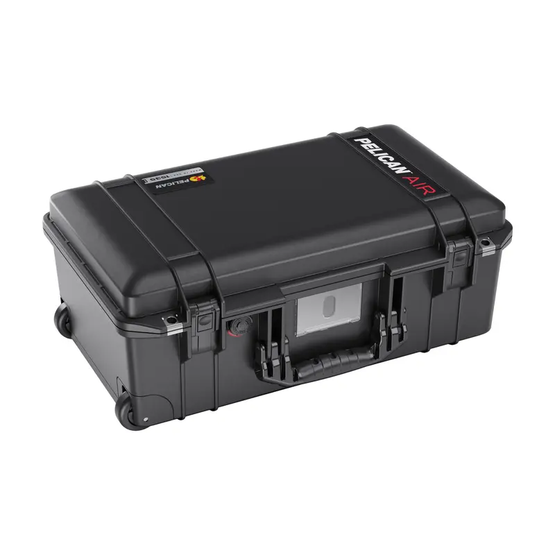 Pelican 1535 Air Dual Wheels Full Hard Shell Carry-On Luggage - Crushproof Armored Rigid Plastic, 2 Quiet Steel Wheels, Fold-Down Handle, Latch Locks, Equipment Storage, Automatic Pressure Equalization Valve, IP67 & Mil-Spec Certified, Airport Fit, Dual W