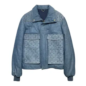 Women's Louis Vuitton Monogram Padded Denim Jacket, Indigo Outerwear, Stylish Tops & Coats for Women's Wear