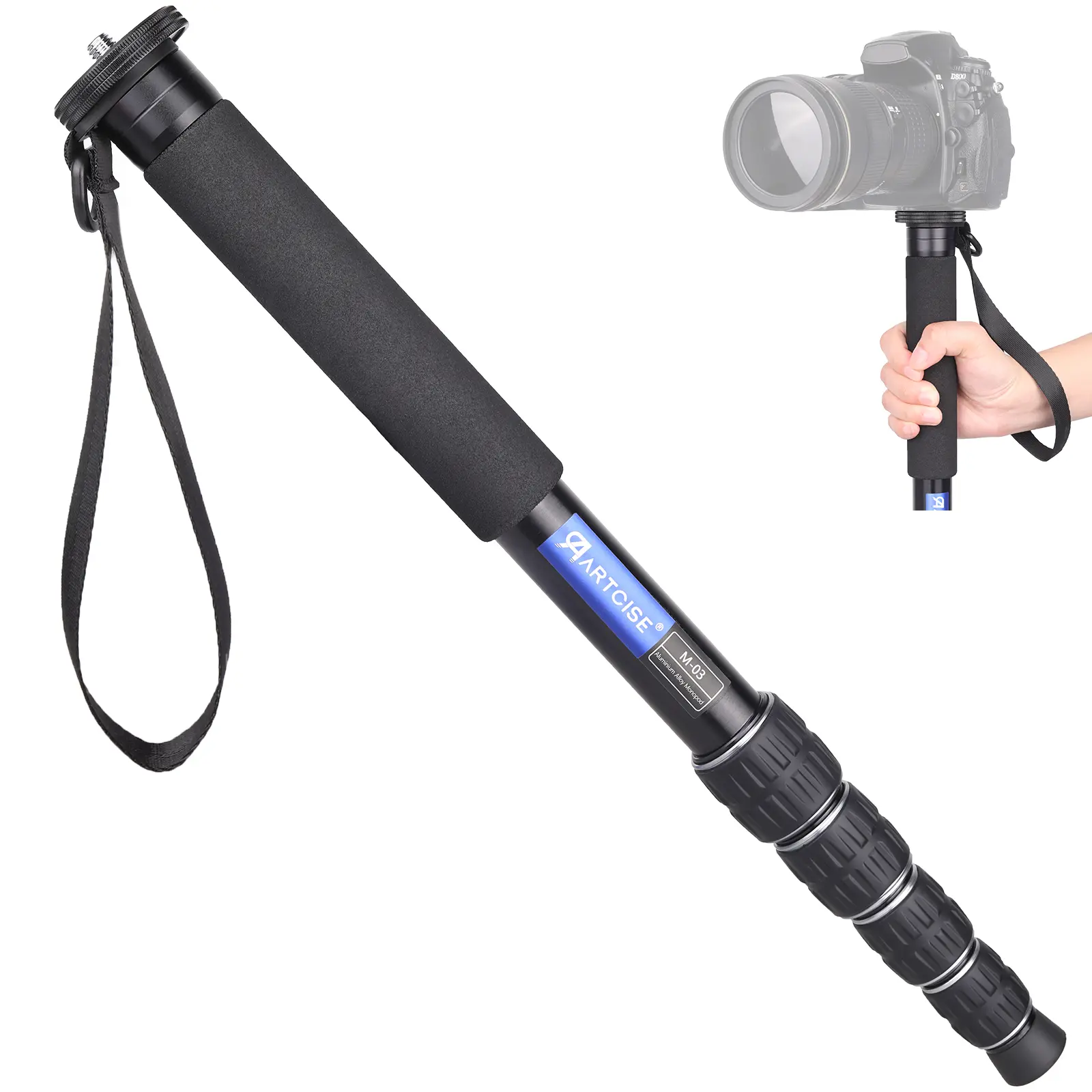 ARTCISE M03 Camera Monopod Compact Monopod Portable Unipod Aluminum Alloy Monopod 5-Section Monopod