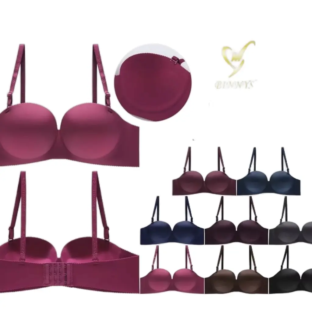 Binnys Padded Push Up seamless Removable Strap Bras B Cup - 6 Pcs for Everyday Women's Wear - Womenswear