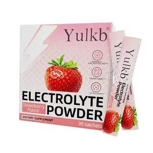Yulkb Sugar-Free Electrolyte Powder Strawberry Flavor 30 Sachets Hydrates Energizes Boosts Endurance for Men and Women