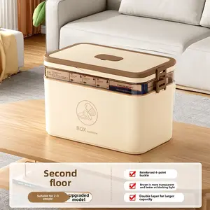 Thick Portable Home Dustproof Storage Box, Plastic Storage Bin, Multi-Layer Large Capacity, Family First Aid Medicine Cabinet, Organizational Organizer