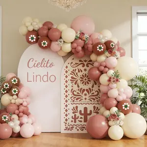 147PCS Cielito Lindo Party Kit Dusty Pink & Ivory Balloon Arch for Baby Shower & Fiesta Decor