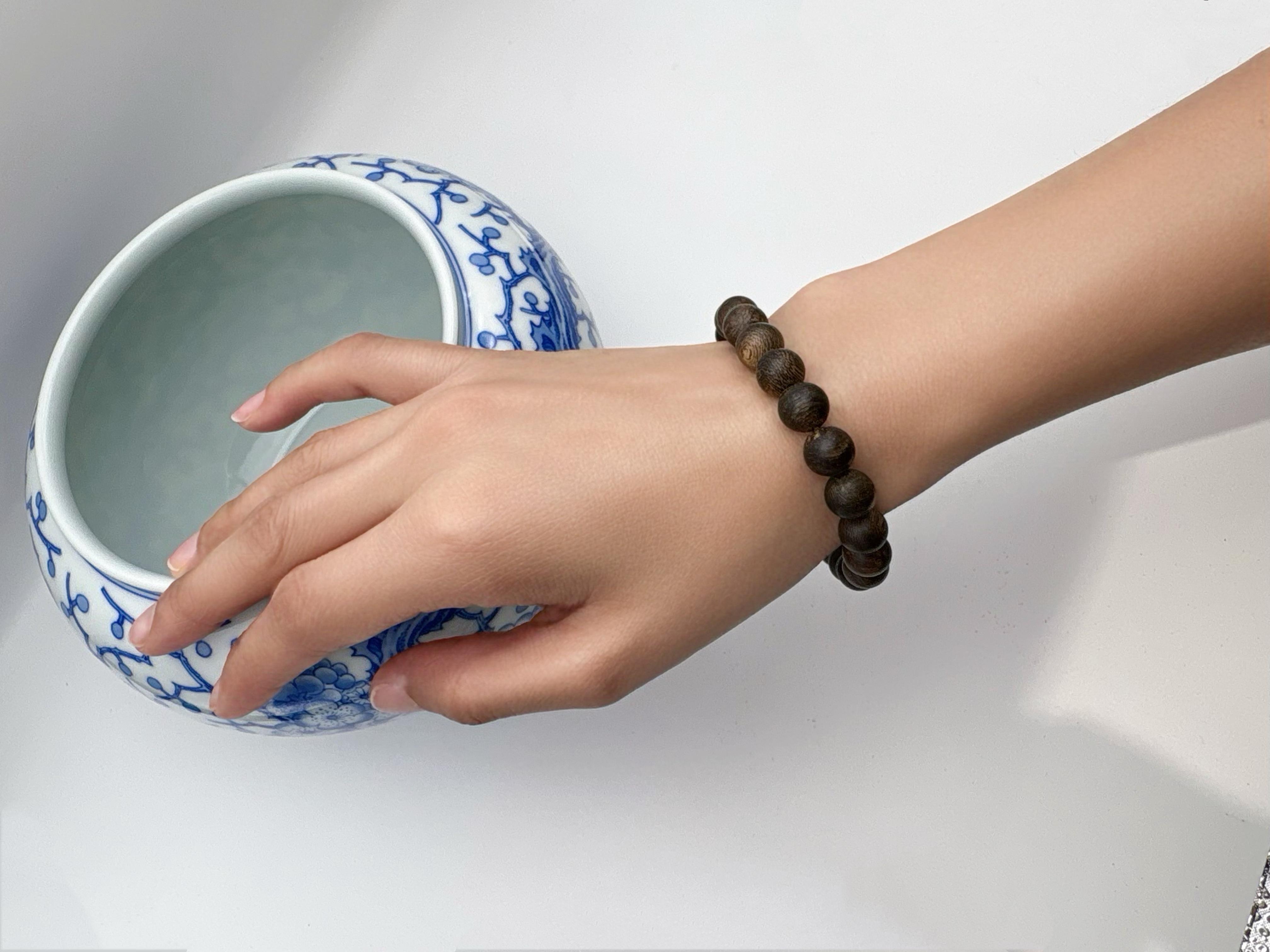 Shine You  Wild Agarwood Bracelet, Brunei Soft Silk Agarwood ，Submerged-level, Single Bead Diameter 0.86cm ~ 21 Beads ~ 8.27g, Rich in Oil