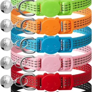 Cat Safety Collars with Bell - 6-Pack Upgraded Reflective, Adjustable 7"-12" for Kittens with Enhanced Visibility