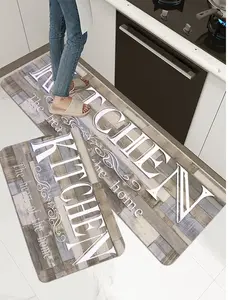 1pc Slogan Graphic Kitchen Rug, Polyester Anti-Slip Kitchen Mat For Kitchen ,Room Decor