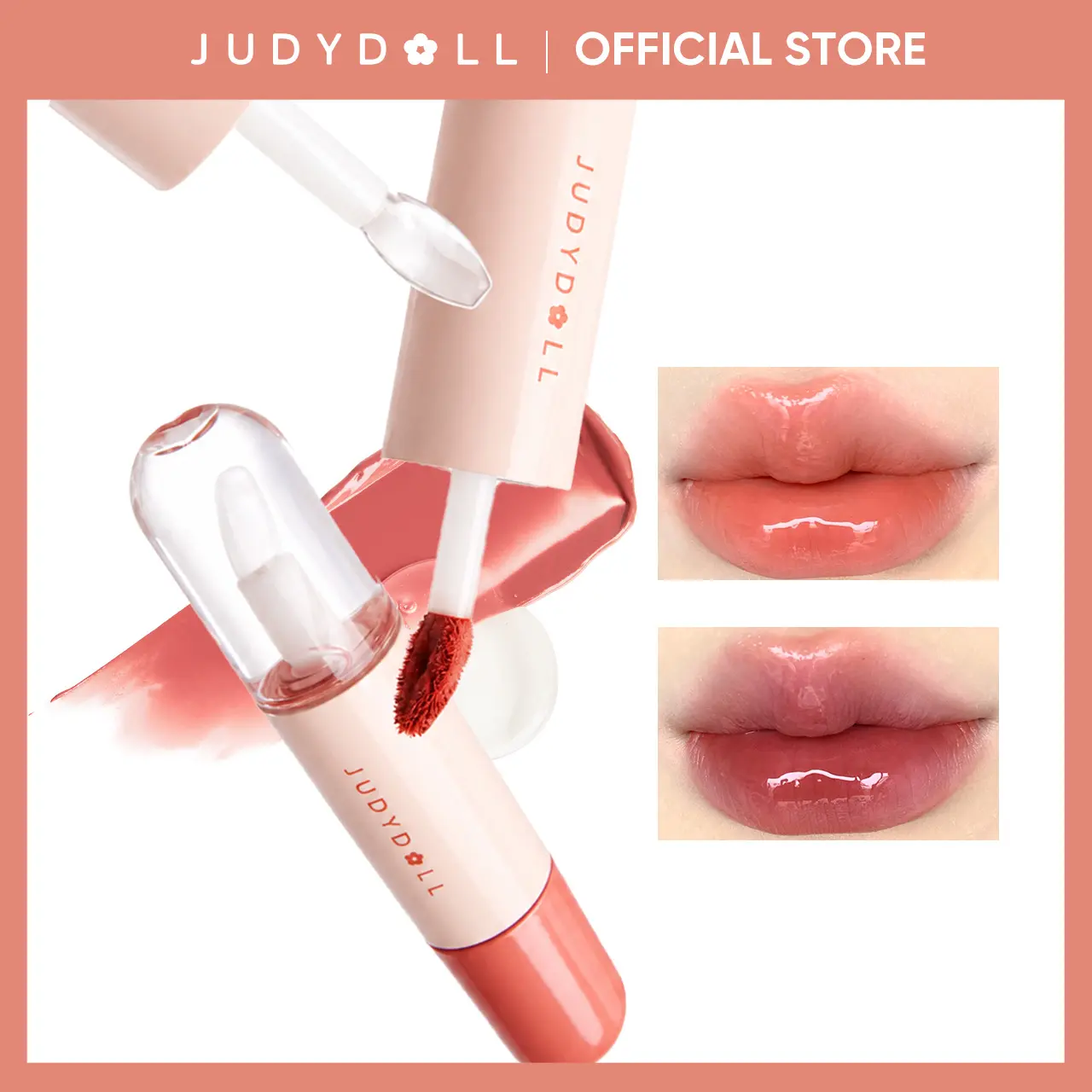 JUDYDOLL Hawthorn Candy Dual Lip Glaze, Blur, Duo Lip Gloss, Double-Ended Mirror & Matte, Waterproof, Long-Lasting, Moisturizing, Liquid Lipstick, Tinted Lipstick, Plumping Diverse Shades, Not Easy To Fade, Makeup, Cosmetic, Refresh Look, Summerwins