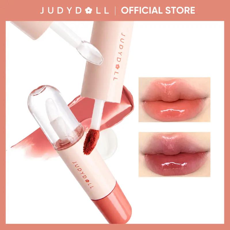 [Any 4 items] JUDYDOLL Hawthorn Candy Dual Lip Glaze, Blur, Duo Lip Gloss, Double-Ended Mirror & Matte, Waterproof, Long-Lasting, Moisturizing, Liquid Lipstick, Tinted Lipstick, Plumping Diverse Shades, Not Easy To Fade, Makeup, Cosmetic, Refresh Look
