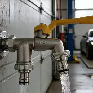 Outdoor Faucet Adapter 1/2 Inch & 3/4 Inch Garden Tap, Includes 2 External Sockets, Replaceable Home Balcony Hose Connector