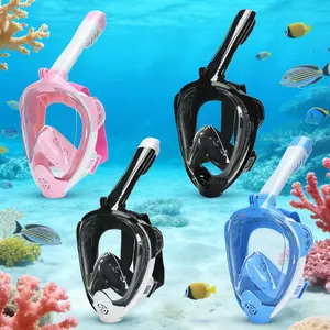 Adult Full Face Snorkel Mask, Panoramic View Design, Safe Breathing System & Dry Top, Anti-Fog Silicone, Leak-Proof, Ideal for Diving & Swimming