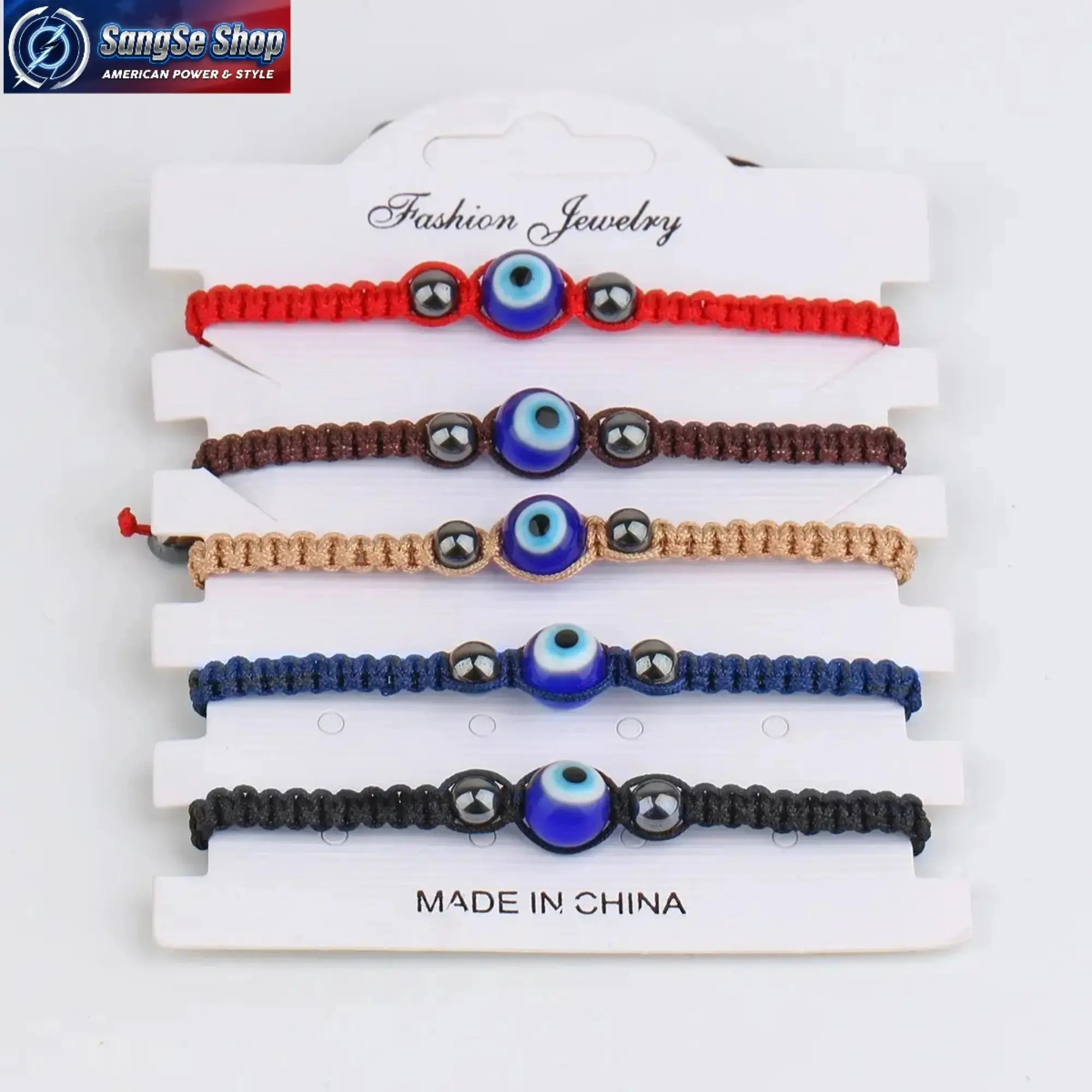 Evil Eye Bracelet & Turkish Nazar Bag Charm, Beaded Protective Jewelry to Ward Off Negative Energy for Everyday Casual Wear, Modern Bohemian Style, Rope, Adjustable, Plastic, Glazed Plastic, Casual And Edgy Outfits, Woven Textures, Fully Adjustable,
