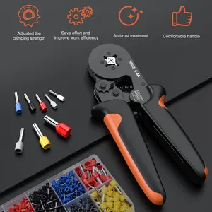 1200Pcs Wire Ferrules Compartmentalized Tool Kit with HSC8 6-4 Square Ratcheting Ferrule Crimping Tool, Professional Insulated Wire Connectors, Copper Terminals for Home Wiring, Industrial Projects, Compartmentalized Tool Kits Wire Crimper Cutter Wire Str