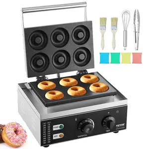 VEVOR Electric Donut Maker, 1550W Commercial Doughnut Machine with Non-stick Surface, 12 Hole Double-Sided Heating Waffle Machine Makes 12 Doughnuts, Temperature 122-572, for Restaurant Home Use