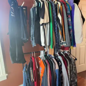 UDEAR Double Rod Clothing Garment Rack, Rolling Clothes Organizer on Wheels for Hanging Clothes and Storage Shoe