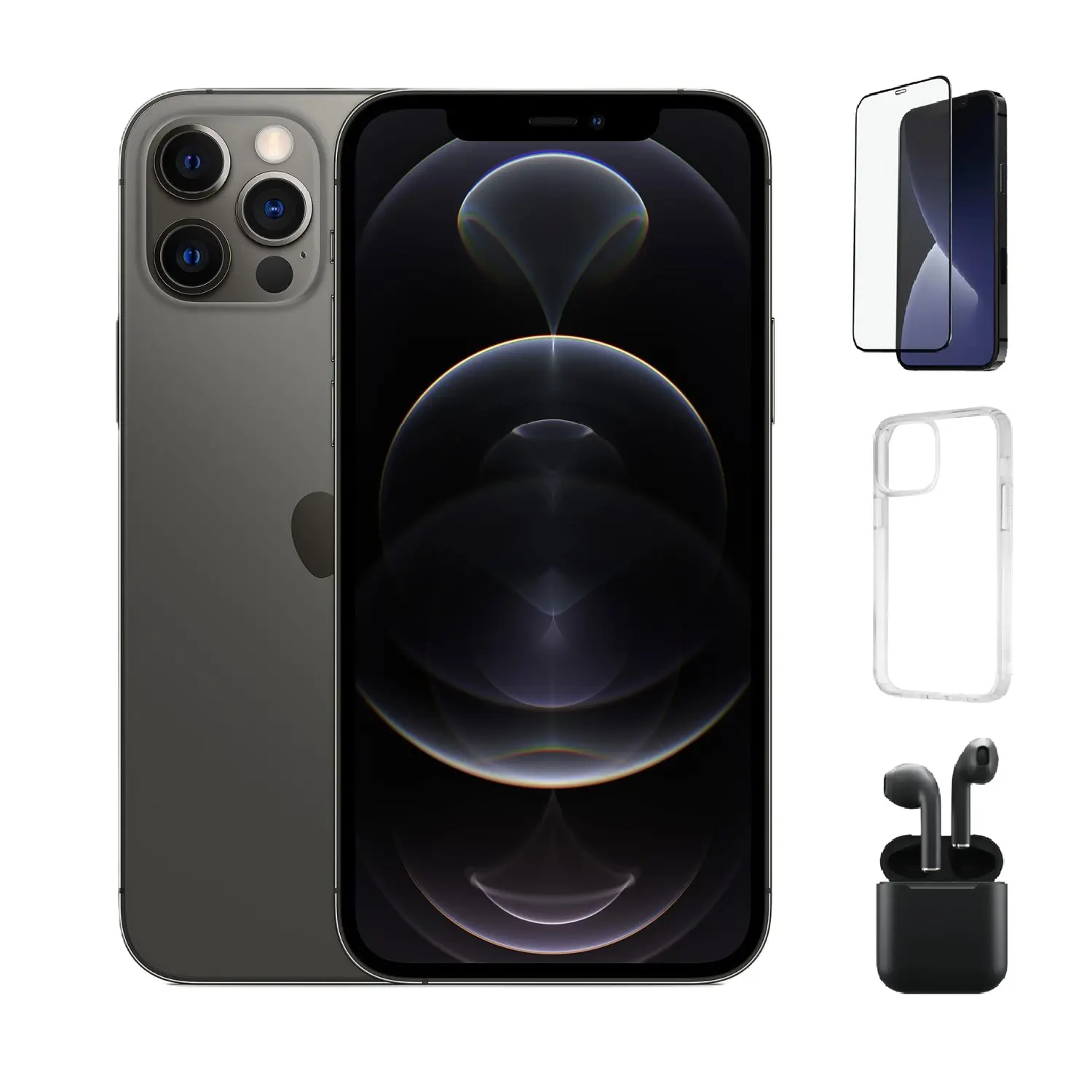 Refurbished iPhone 12 Pro (Unlocked)-Acceptable Condition with Case, Wireless Earbuds,Tempered Glass Screen Protector & 1 Year Warranty