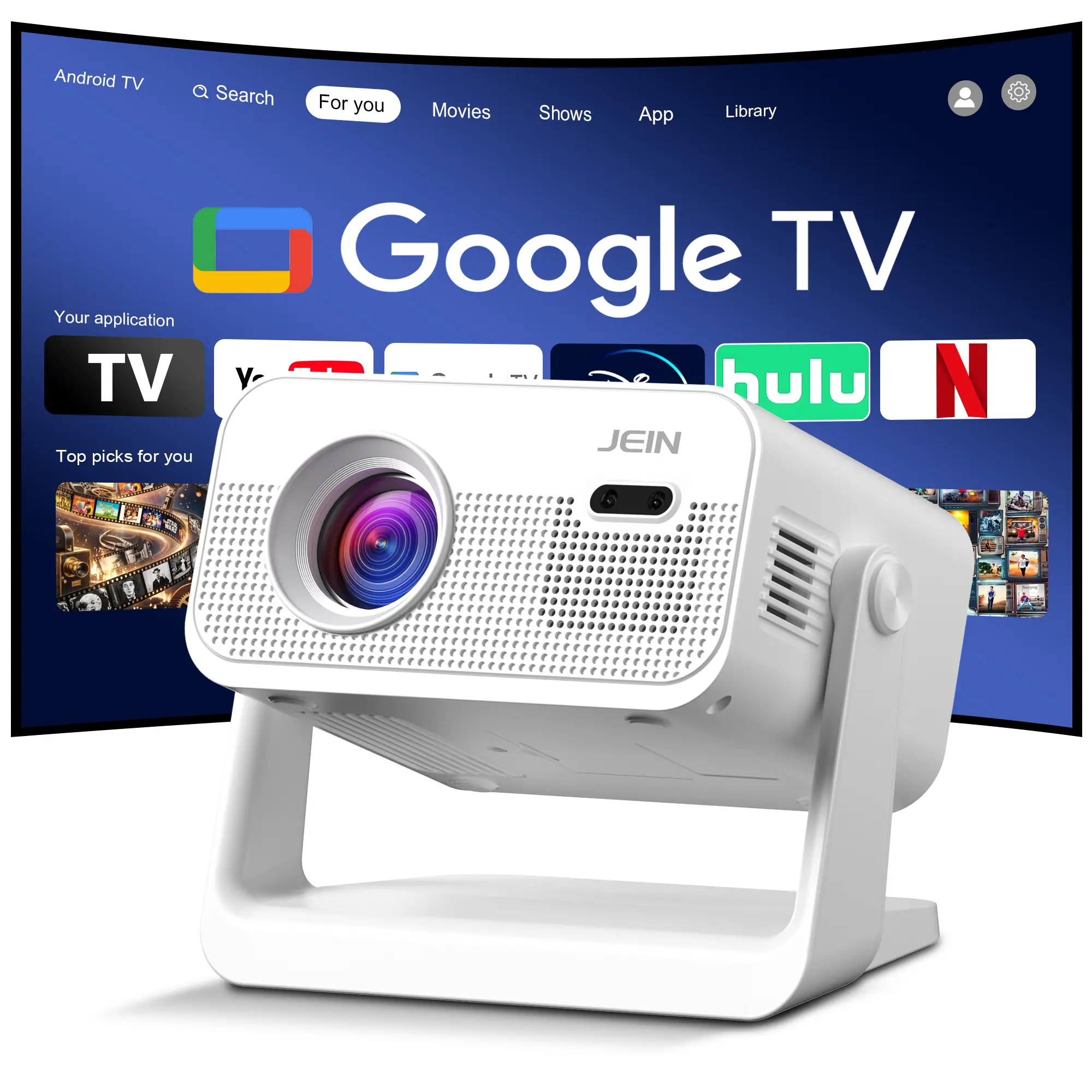4K Smart Projector with WiFi6、 BT5.2、  console  , Native 1080P, 4K Support, Keystone Correction, Compatible with Laptop, Phone, TV Stick for Gaming, Movies, Outdoor/Hom