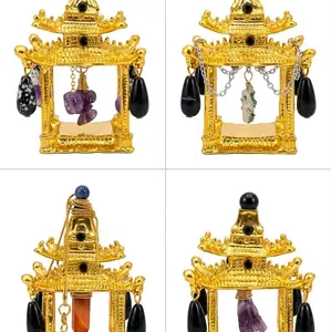The Collection The Manifested Pillars Knapkin Rings with Gold Color and Black Stones for Table Settings