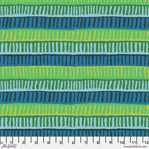 Fabric FreeSpirit Kaffe Fassett Collective Green Zipper Stripe August 2025 by the Quarter Yard PWBM103.GREEN