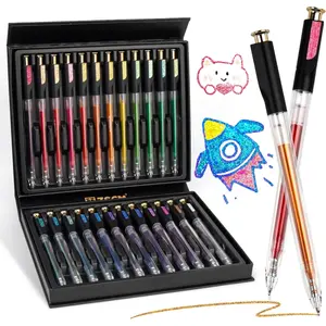 Retractable Super Glitter Gel Pens, 24 Colors Large Capacity Metallic Sparkle Gel Ink Pens, 1 mm Fine Point Smooth Writing Color Pen for Adult Coloring Book Note Taking Aesthetic Art Supplies