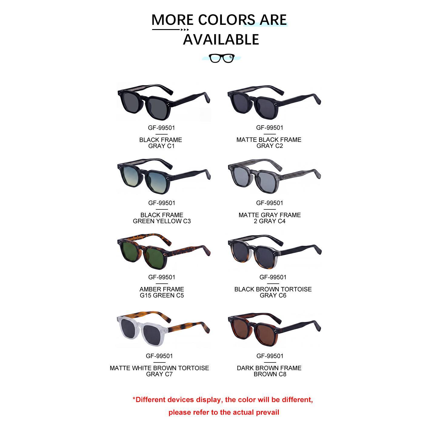 Small Square-Frame Sunglasses, Versatile Trendy Plastic-Frame Fashion Eyewear