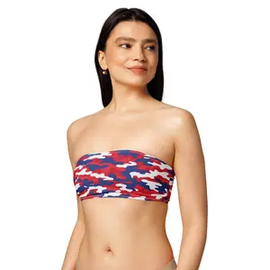 AF RED WHITE AND BLUE CAMO bandeau bikini top