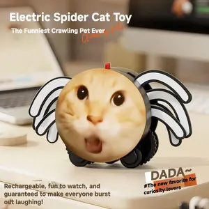 Electric Spider Cat Toy, USB Rechargeable Crawling Pet Toy with Funny Cat Face & Moving Legs, Interactive Gift for Kids & Cat Lovers, Perfect Indoor Family Fun Toy
