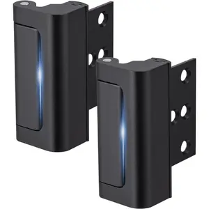 2 Pack   Door Lock,Childproof Door Reinforcement Lock,with 3" Stop Withstand 800 lbs,for Inward Swing Doors,Night  Safety Metal Flip Lock Deadbolt Latch (Black)