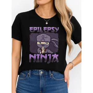 Epilepsy Ninja T Shirt Black Casual Wear Personalized Unisex Women's Top Summer Comfortable Breathable Short Sleeve Tee Suitable For All Outfits Made In Usa