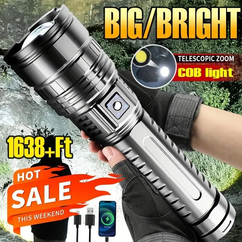 1pc Rechargeable LED Flashlights, With 5 Lighting Modes, Long Lasting ...