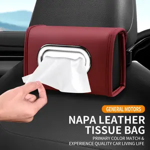 Car Tissue Holder，PU Leather Premium Rectangle Tissue Box Cover, Extra Large Backseat Napkin Organizer for 100-150 Regular Size Tissues