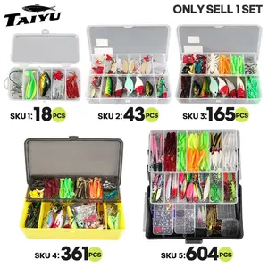 TAIYU 18/43/165/361/604pcs Fishing Lures Set Soft Lure And Hard Baits Set Metal Jig Sea Fishing Accessories  Artificial Wobblers