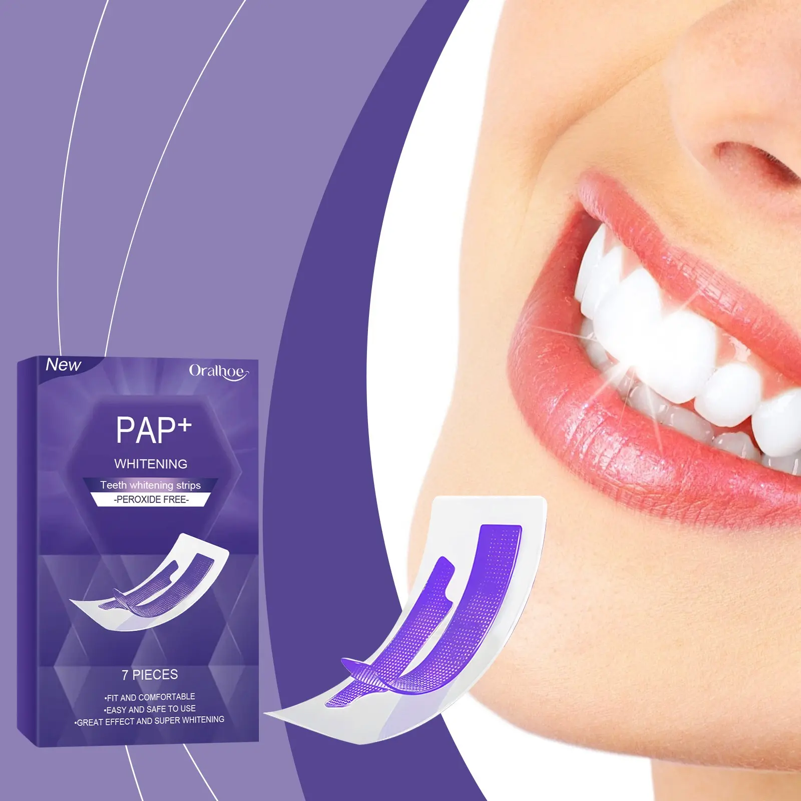 Oralhoe Whitening Teeth Strips, Teeth Brightening Gentle Mild Daily Oral Care Stickers for Bright Teeth, Daily Cleaning Cleansing and Maintenance, Oral Hygiene Essentials, Teeth Brightener, Teeth Whitener, Oral Care Product, Tooth Brightening Strips