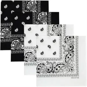 4 Pack 100% Cotton Bandanas 21.5x21.5 inches Multi-Purpose Square Scarfs Headbands for Men & Women