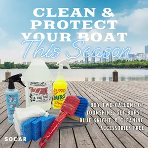 Toonshine Pontoon & Deck Care Bundle - 2 Gallons Cleaner, Burst, Blue Knight, & Marine Detail Kit - Clean & Protect Your Boat This Season