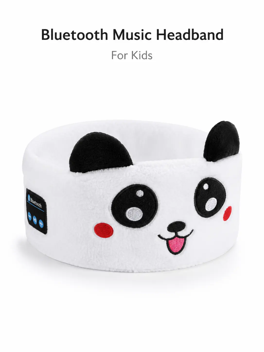 Kids Sporty Headband - Wireless Audio Panda Look, Soft Plush, Built-in Speakers, One Size, Ideal for Bedtime Music, Storytime