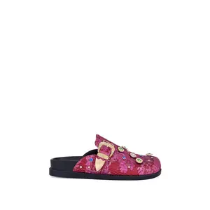 QUINBY-RED BROCADE RHINESTONE CLOG