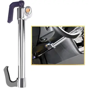 Universal Steering Wheel Lock Anti-theft Retractable Double Hook Extended Car Clutch Pedal For Truck Suv Van Security With 3 Keys(extended)