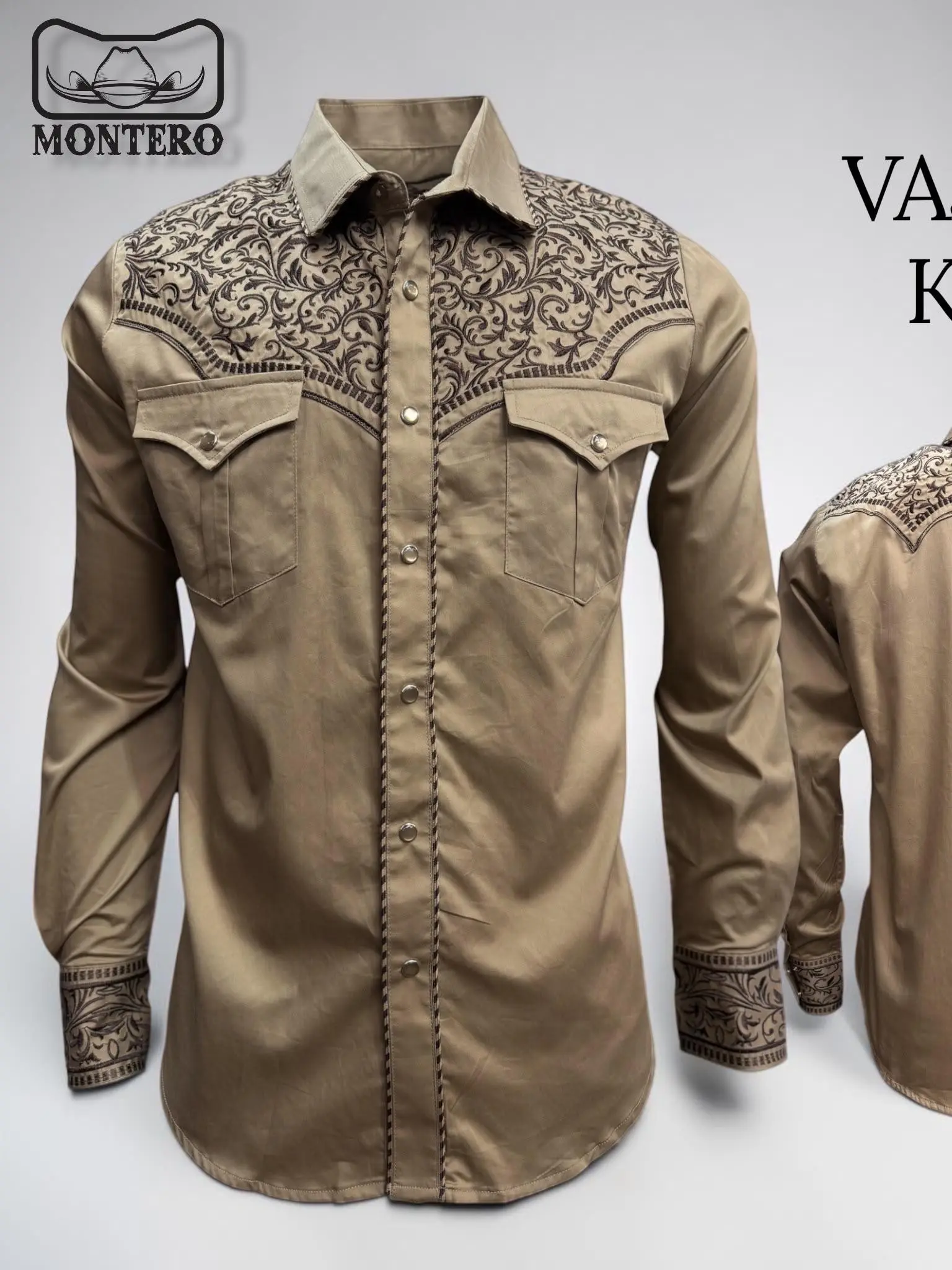 MONTERO CAMISA VA3548 WESTERN VAQUERA MALGA LARGA  Long Sleeve Western Shirt with Geometric Pattern
