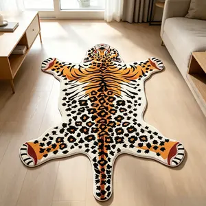 1pc Tiger Stripe Leopard Print Rug, Hand Washable, American Street Style, Decorative Carpet for Living Room, Bedroom, Study, Easy Clean